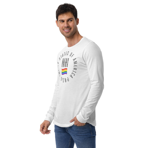New Hampshire LGBTQ+ Gay Pride Large Front Circle Graphic Unisex Long Sleeve T-Shirt