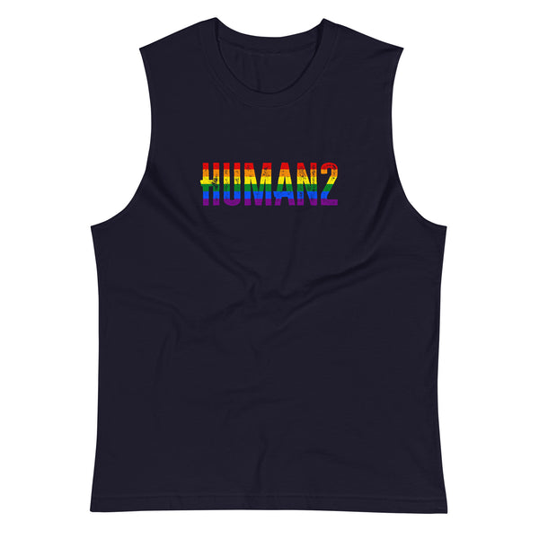 Gay Pride Human2 Unisex Fit Muscle T-Shirt