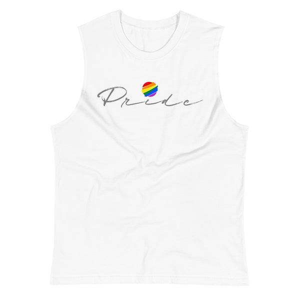 Gay Pride Rainbow Globe Front Graphic LGBTQ+ Unisex Muscle T-Shirt