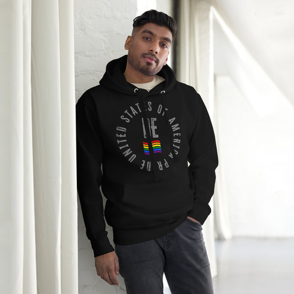 Delaware LGBTQ+ Gay Pride Large Front Circle Graphic Unisex Hoodie
