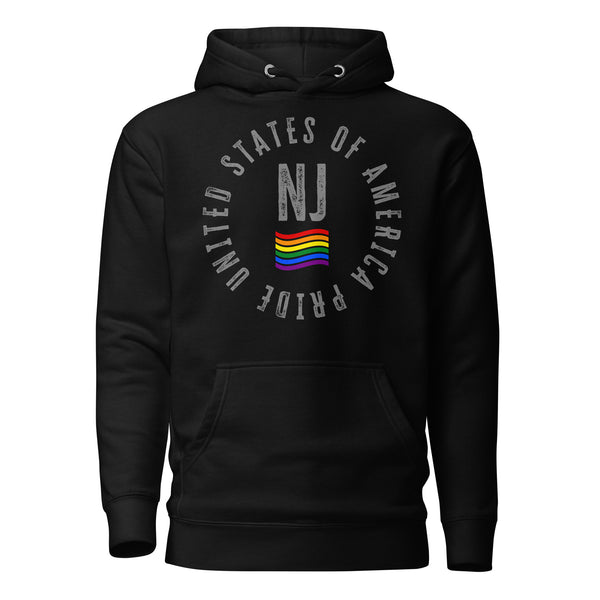 New Jersey LGBTQ+ Gay Pride Large Front Circle Graphic Unisex Hoodie