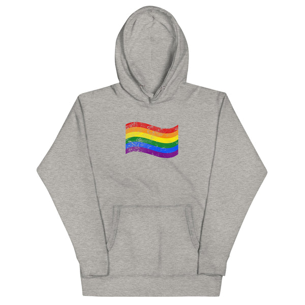Gay Pride Rainbow Colors Large Distressed Front Graphic LGBTQ+ Unisex Hoodie
