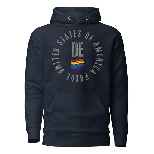 Delaware LGBTQ+ Gay Pride Large Front Circle Graphic Unisex Hoodie