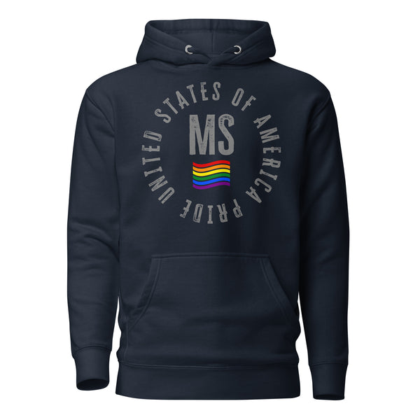 Mississippi LGBTQ+ Gay Pride Large Front Circle Graphic Unisex Hoodie