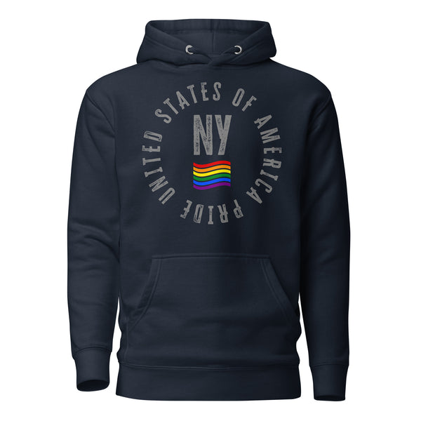 New York LGBTQ+ Gay Pride Large Front Circle Graphic Unisex Hoodie