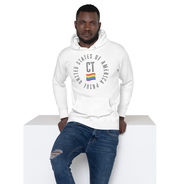 Connecticut LGBTQ+ Gay Pride Large Front Circle Graphic Unisex Hoodie