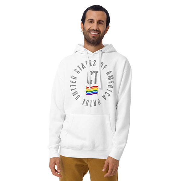 Connecticut LGBTQ+ Gay Pride Large Front Circle Graphic Unisex Hoodie