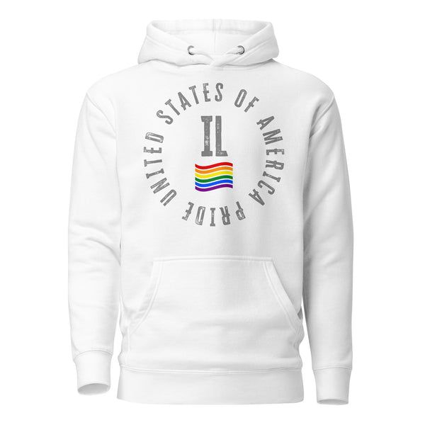 Illinois LGBTQ+ Gay Pride Large Front Circle Graphic Unisex Hoodie