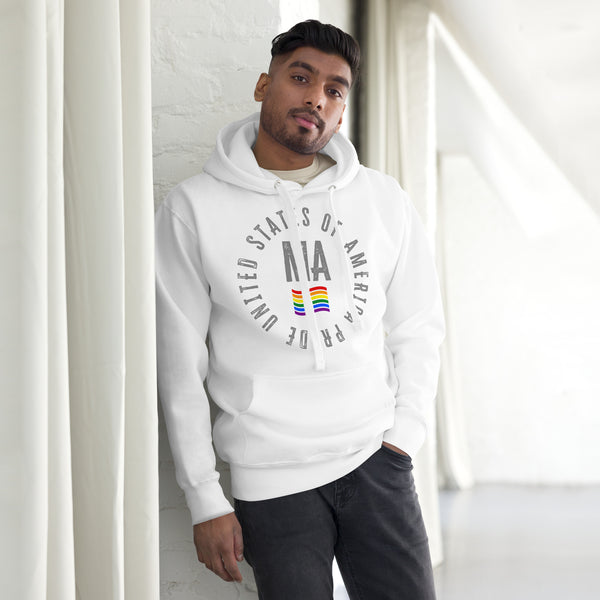 Massachusetts LGBTQ+ Gay Pride Large Front Circle Graphic Unisex Hoodie