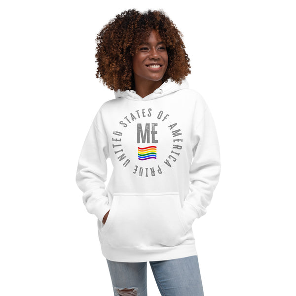 Maine LGBTQ+ Gay Pride Large Front Circle Graphic Unisex Hoodie