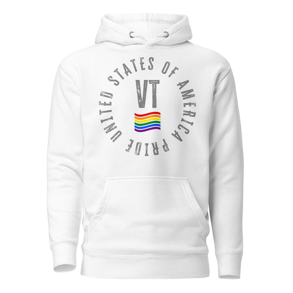 Vermont LGBTQ+ Gay Pride Large Front Circle Graphic Unisex Hoodie