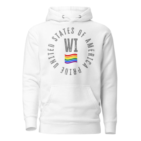Wisconsin LGBTQ+ Gay Pride Large Front Circle Graphic Unisex Hoodie