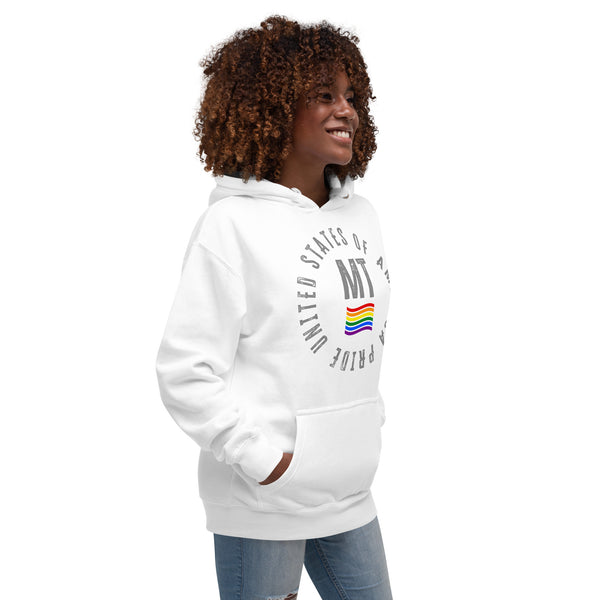 Montana LGBTQ+ Gay Pride Large Front Circle Graphic Unisex Hoodie