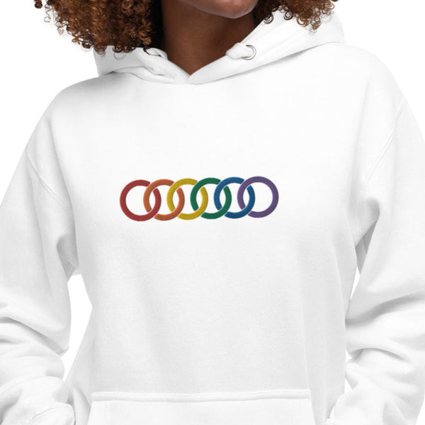 Embroidered Gay Pride Rainbow Circles Unisex Hoodie