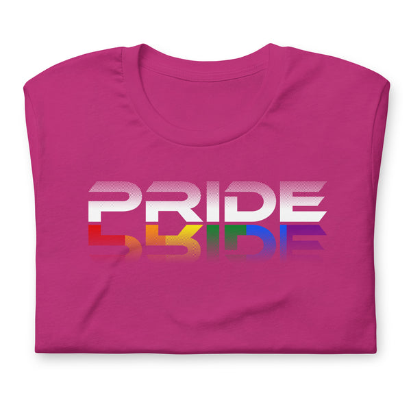 Pride Rainbow Reflection White Letters LGBTQ+ Unisex T-shirt