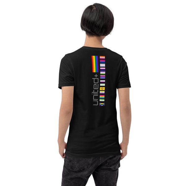 United Pride Vertical Back Center Graphic LGBTQ+ Unisex T-shirt