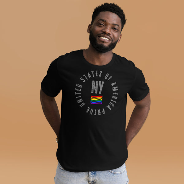 New York LGBTQ+ Gay Pride Large Front Circle Graphic Unisex T-shirt