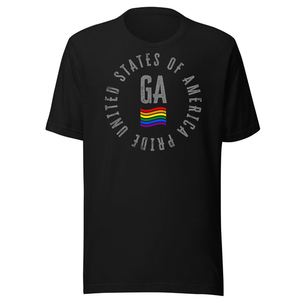 Georgia LGBTQ+ Gay Pride Large Front Circle Graphic Unisex T-shirt