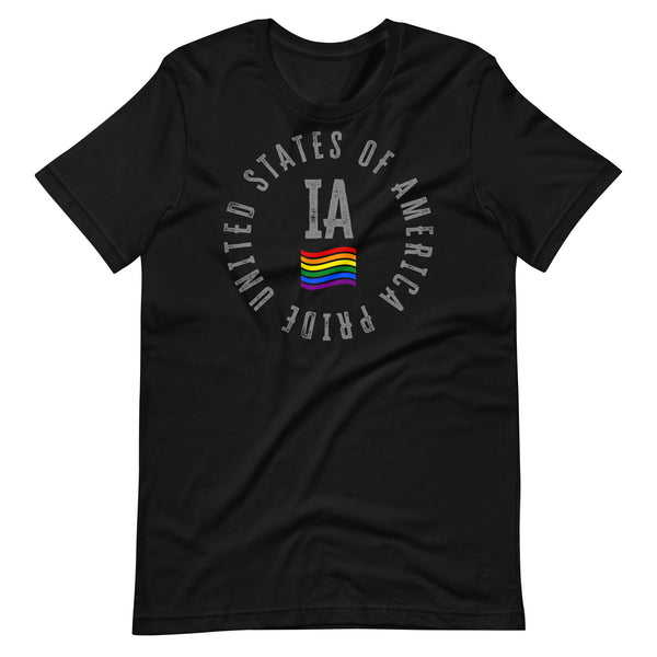 Iowa LGBTQ+ Gay Pride Large Front Circle Graphic Unisex T-shirt