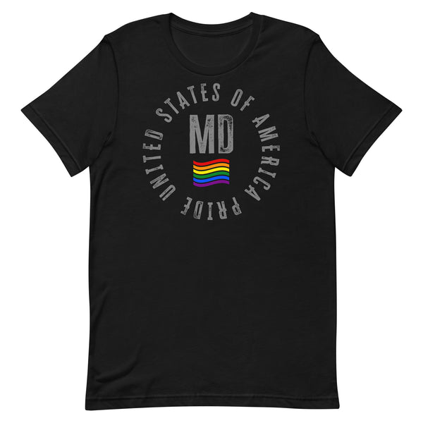 Maryland LGBTQ+ Gay Pride Large Front Circle Graphic Unisex T-shirt