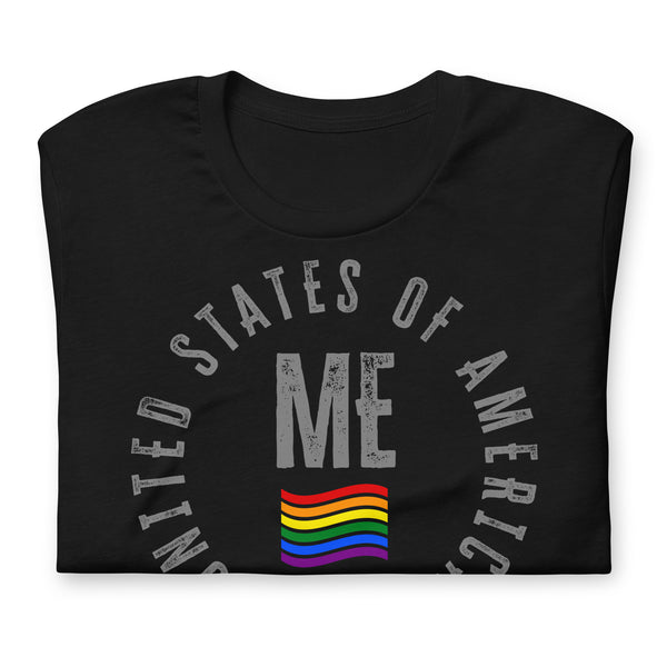 Maine LGBTQ+ Gay Pride Large Front Circle Graphic Unisex T-shirt