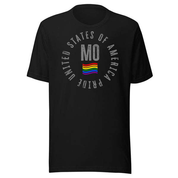 Missouri LGBTQ+ Gay Pride Large Front Circle Graphic Unisex T-shirt