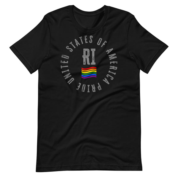 Rhode Island LGBTQ+ Gay Pride Large Front Circle Graphic Unisex T-shirt