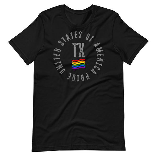 Texas LGBTQ+ Gay Pride Large Front Circle Graphic Unisex T-shirt