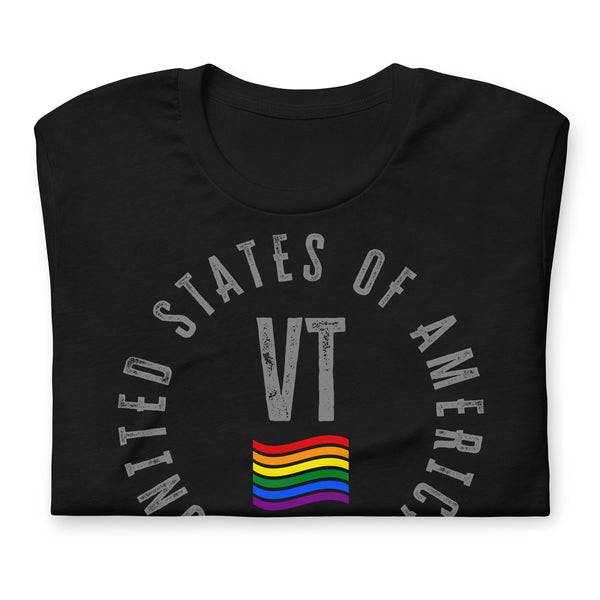Vermont LGBTQ+ Gay Pride Large Front Circle Graphic Unisex T-shirt