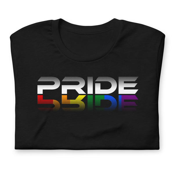 Pride Rainbow Reflection White Letters LGBTQ+ Unisex T-shirt