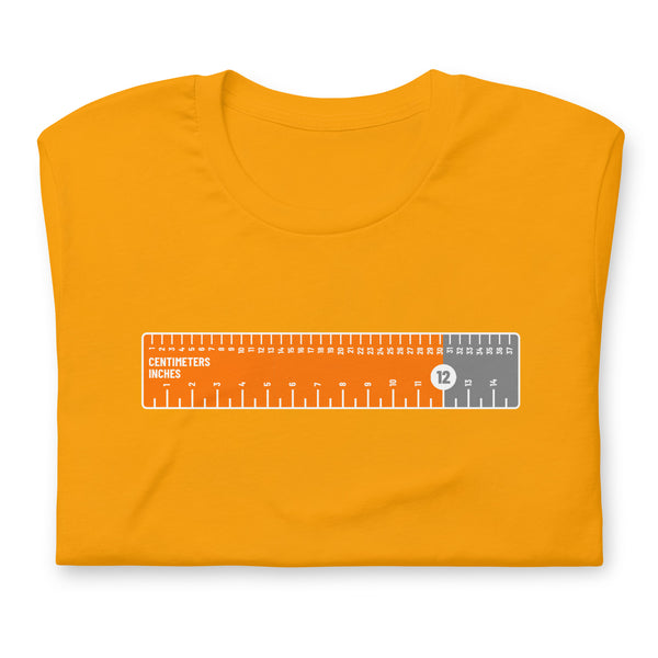 Men's Pride-O-Meter 12 Inches/Centimeters Ruler Funny Humor Graphic T-shirt