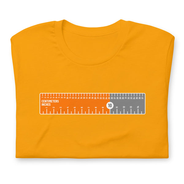 Men's Pride-O-Meter 10 Inches/Centimeters Ruler Funny Humor Graphic T-shirt