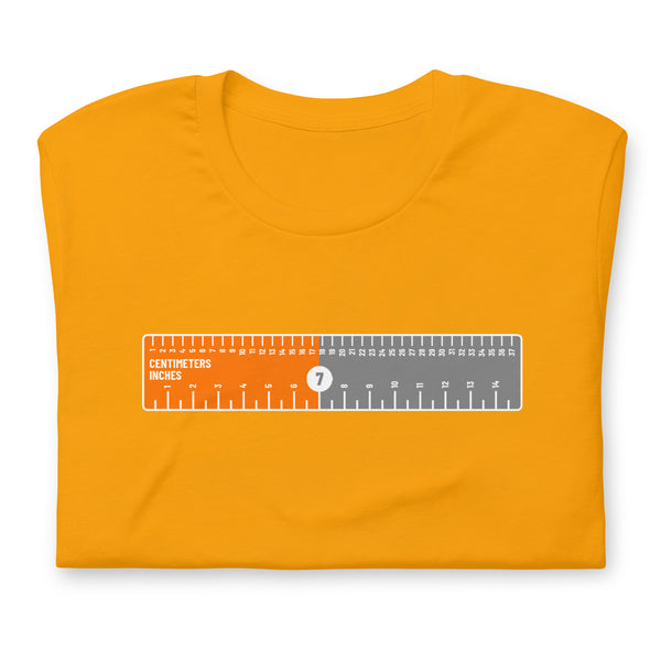 Men's Pride-O-Meter 7 Inches/Centimeters Ruler Funny Humor Graphic T-shirt
