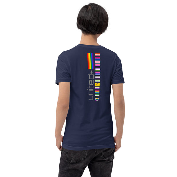 United Pride Vertical Back Center Graphic LGBTQ+ Unisex T-shirt