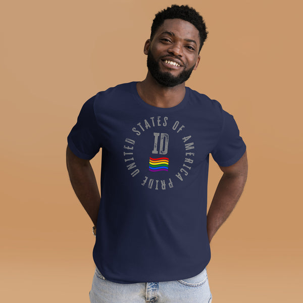Idaho LGBTQ+ Gay Pride Large Front Circle Graphic Unisex T-shirt