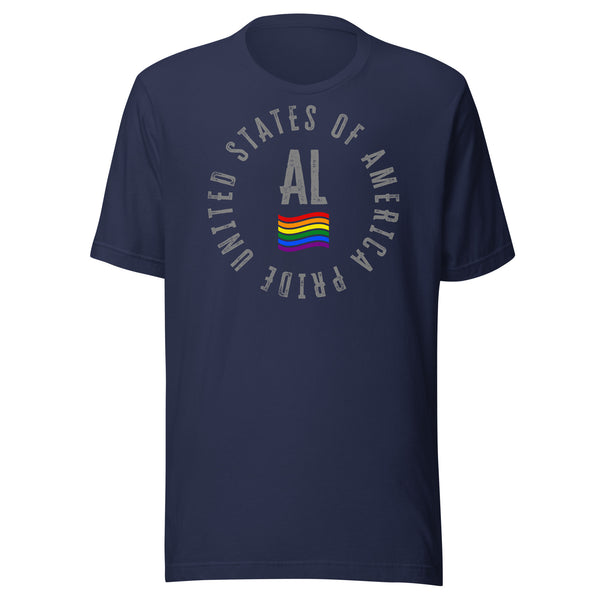 Alabama LGBTQ+ Gay Pride Large Front Circle Graphic Unisex T-shirt