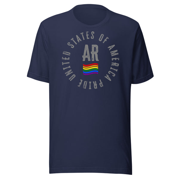 Arkansas LGBTQ+ Gay Pride Large Front Circle Graphic Unisex T-shirt