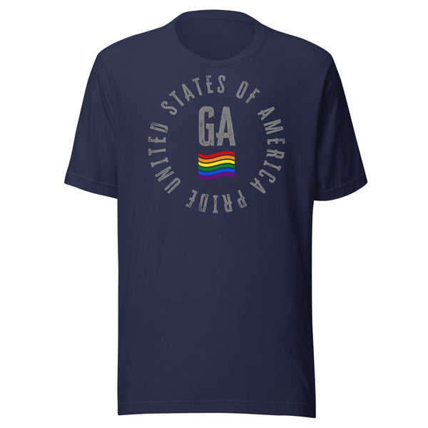 Georgia LGBTQ+ Gay Pride Large Front Circle Graphic Unisex T-shirt