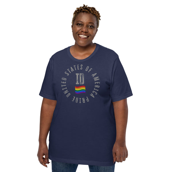 Idaho LGBTQ+ Gay Pride Large Front Circle Graphic Unisex T-shirt