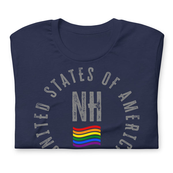 New Hampshire LGBTQ+ Gay Pride Large Front Circle Graphic Unisex T-shirt