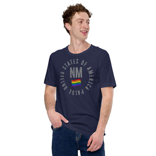 New Mexico LGBTQ+ Gay Pride Large Front Circle Graphic Unisex T-shirt