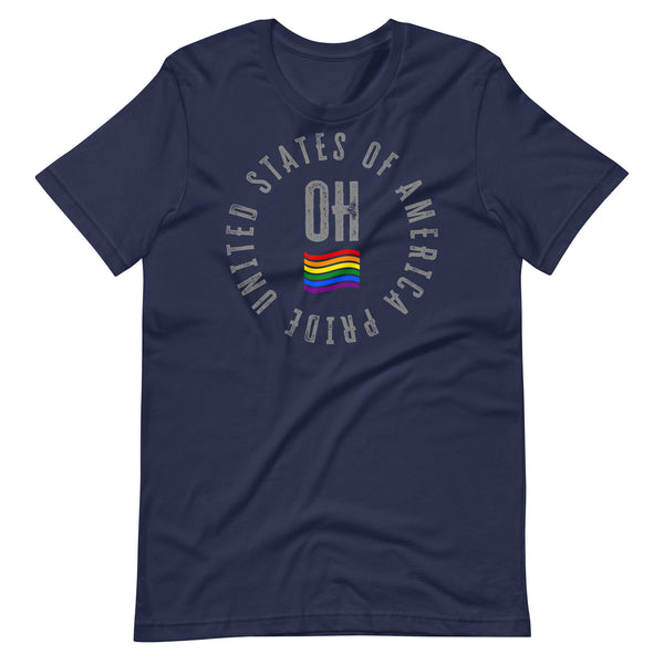Ohio LGBTQ+ Gay Pride Large Front Circle Graphic Unisex T-shirt