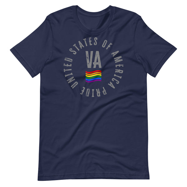 Virginia LGBTQ+ Gay Pride Large Front Circle Graphic Unisex T-shirt
