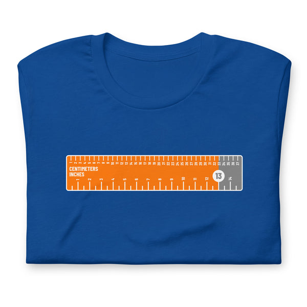 Men's Pride-O-Meter 13 Inches/Centimeters Ruler Funny Humor Graphic T-Shirt