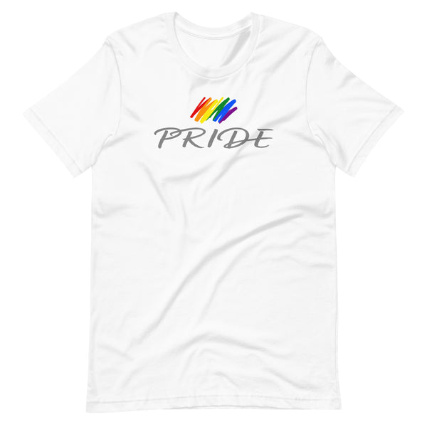 Gay Pride Rainbow Brush Strokes Front Center Graphic LGBTQ+ Unisex T-shirt