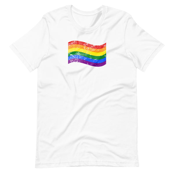 Gay Pride Rainbow Colors Large Distressed Front Graphic LGBTQ+ Unisex T-shirt