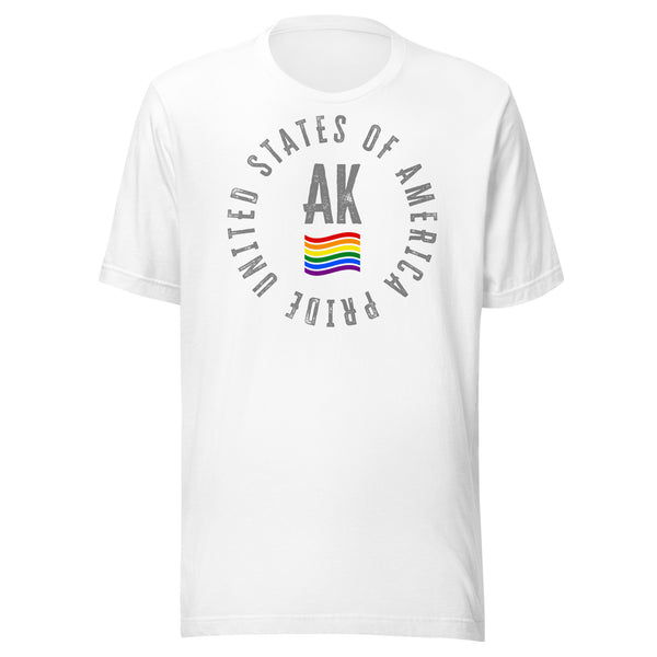 Alaska LGBTQ+ Gay Pride Large Front Circle Graphic Unisex T-shirt