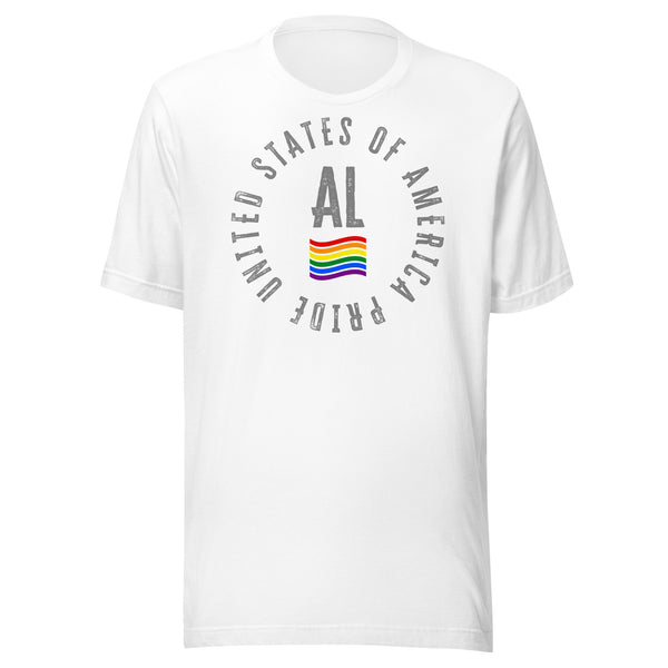 Alabama LGBTQ+ Gay Pride Large Front Circle Graphic Unisex T-shirt