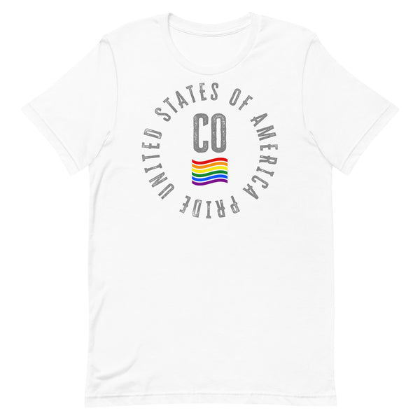Colorado LGBTQ+ Gay Pride Large Front Circle Graphic Unisex T-shirt