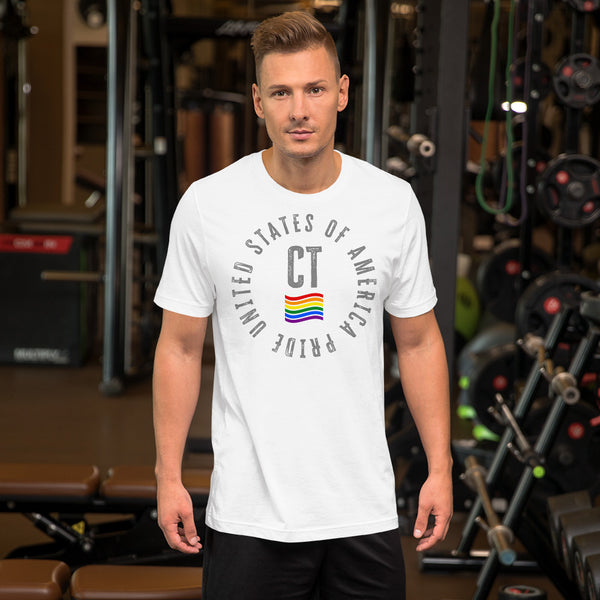 Connecticut LGBTQ+ Gay Pride Large Front Circle Graphic Unisex T-shirt